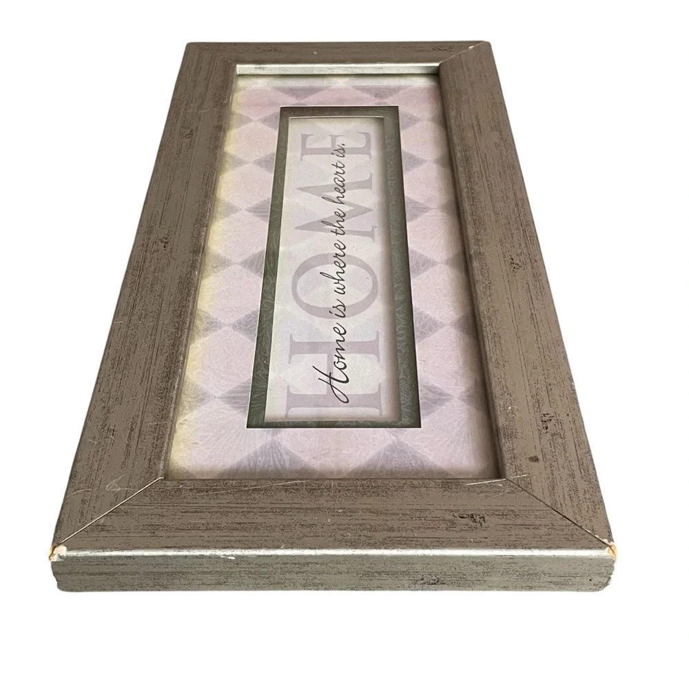 ‘Home is where the heart is’ Framed Art Silver Wooden Frame 15”x7”